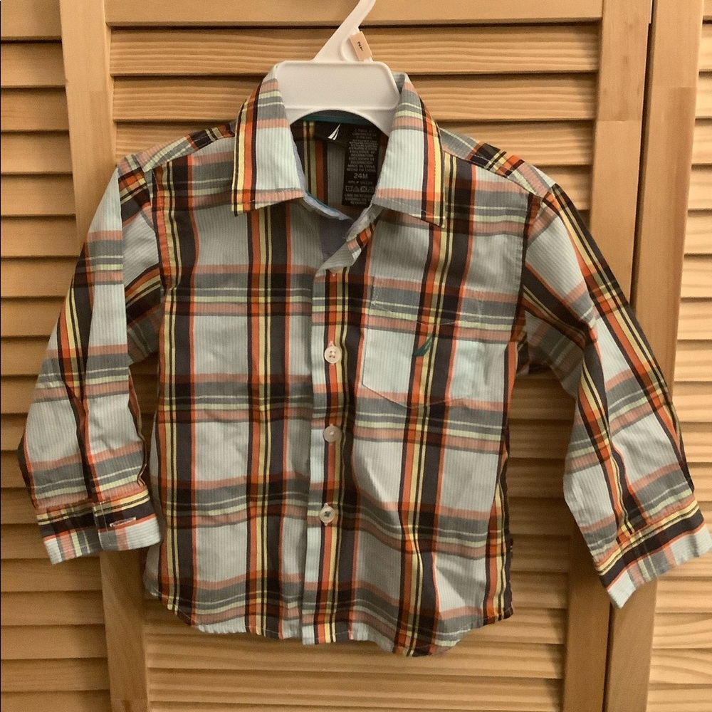 Nautica LS Plaid Button Down Shirt - Size 24M